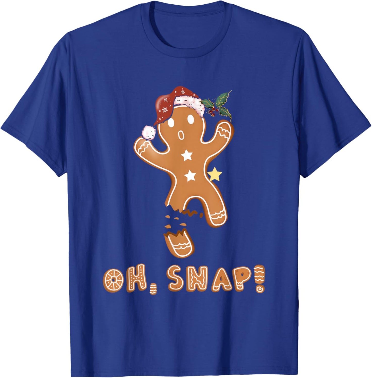 Oh Snap Gingerbread Man Cookie Broken Leg Christmas T-Shirt - T-Shirt | Royal