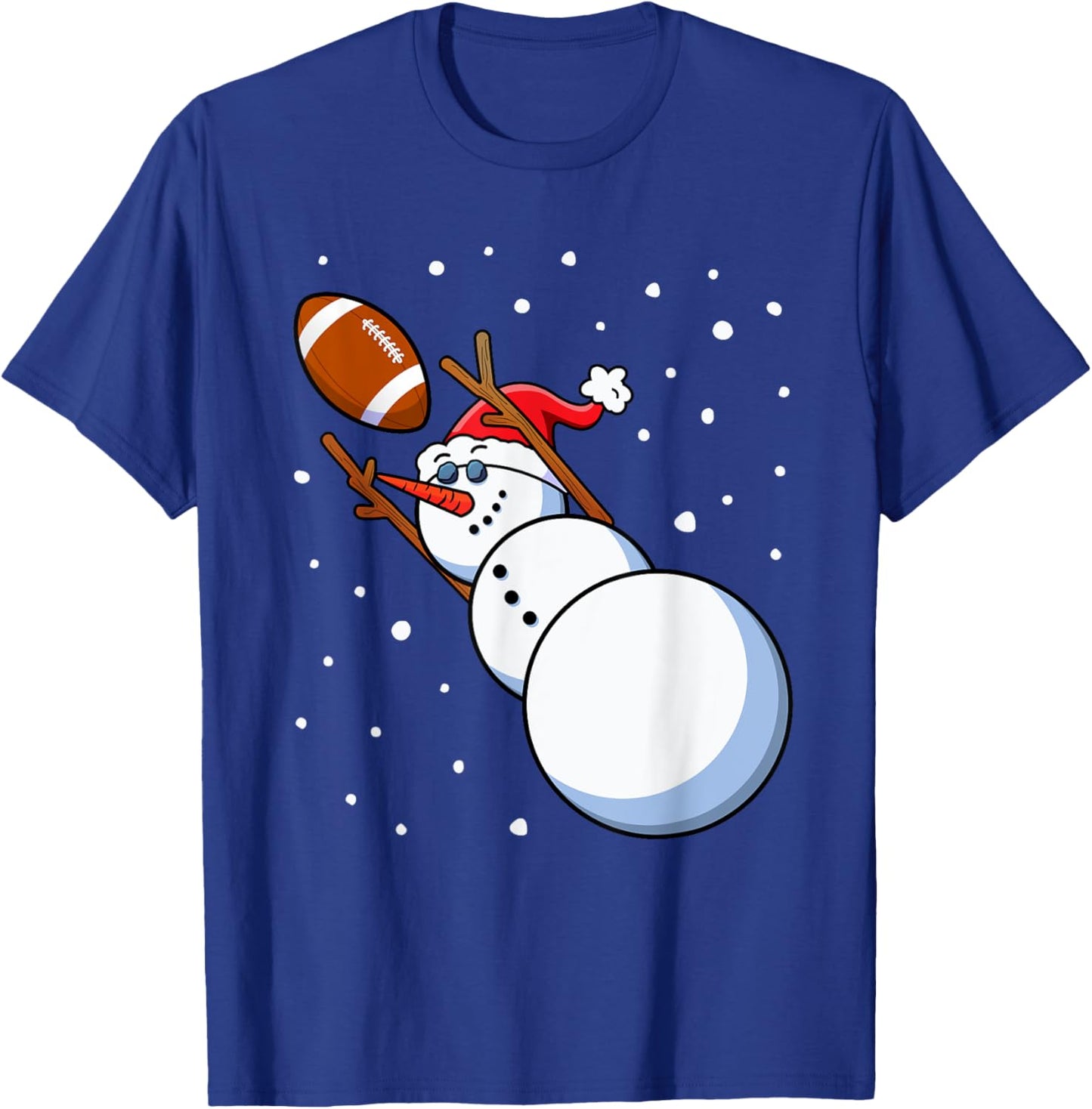 Snowman Football Player Santa Hat Men Boys Christmas Sports T-Shirt - T-Shirt | Royal