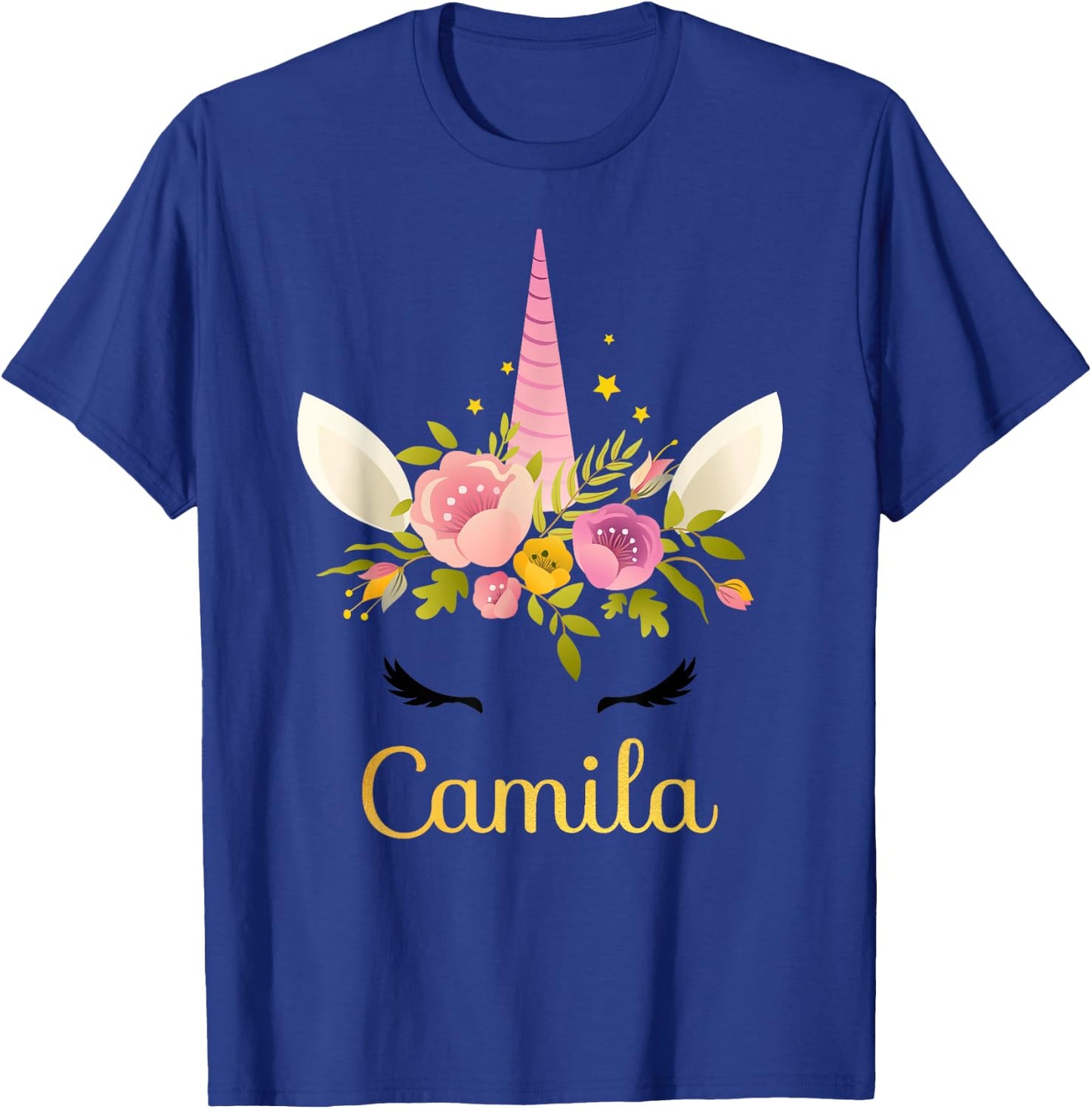 Camila Unicorn Name Happy Birthday Girl Bday Party T-Shirt - T-Shirt | Royal