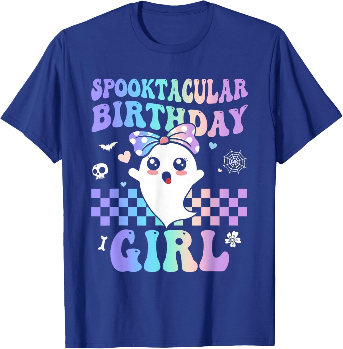 Spooktacular Birthday Cute Ghost Halloween Birthday Kid Girl T-Shirt - T-Shirt | Royal