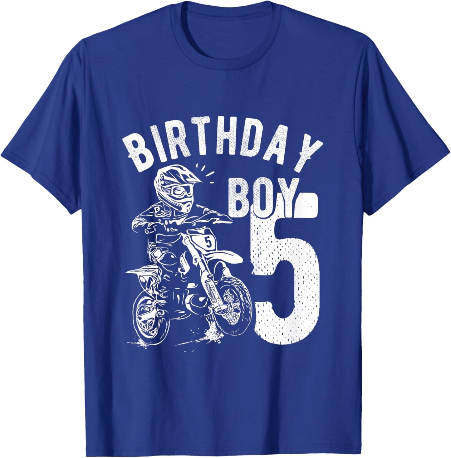 Kids 5 years old kid - Birthday boy - Dirt bike - Motorcycle T-Shirt - T-Shirt | Royal