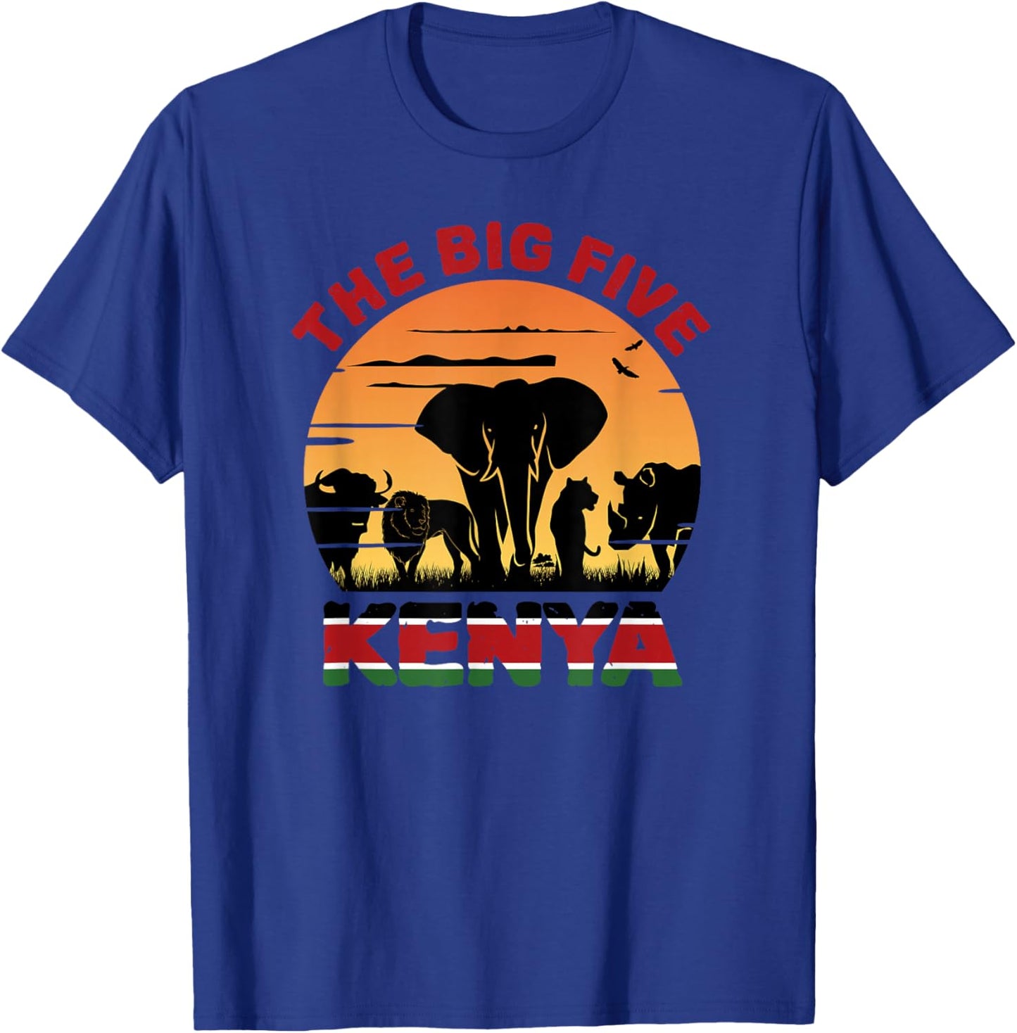 Kenyan Flag, Big Five Kenya Pride Wildlife Safari T-Shirt - T-Shirt | Royal