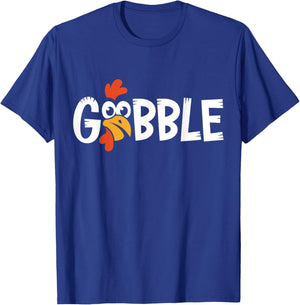 Cute Gobble Gobble Turkey Pilgrim Little Boys Thanksgiving T-Shirt - T-Shirt | Royal