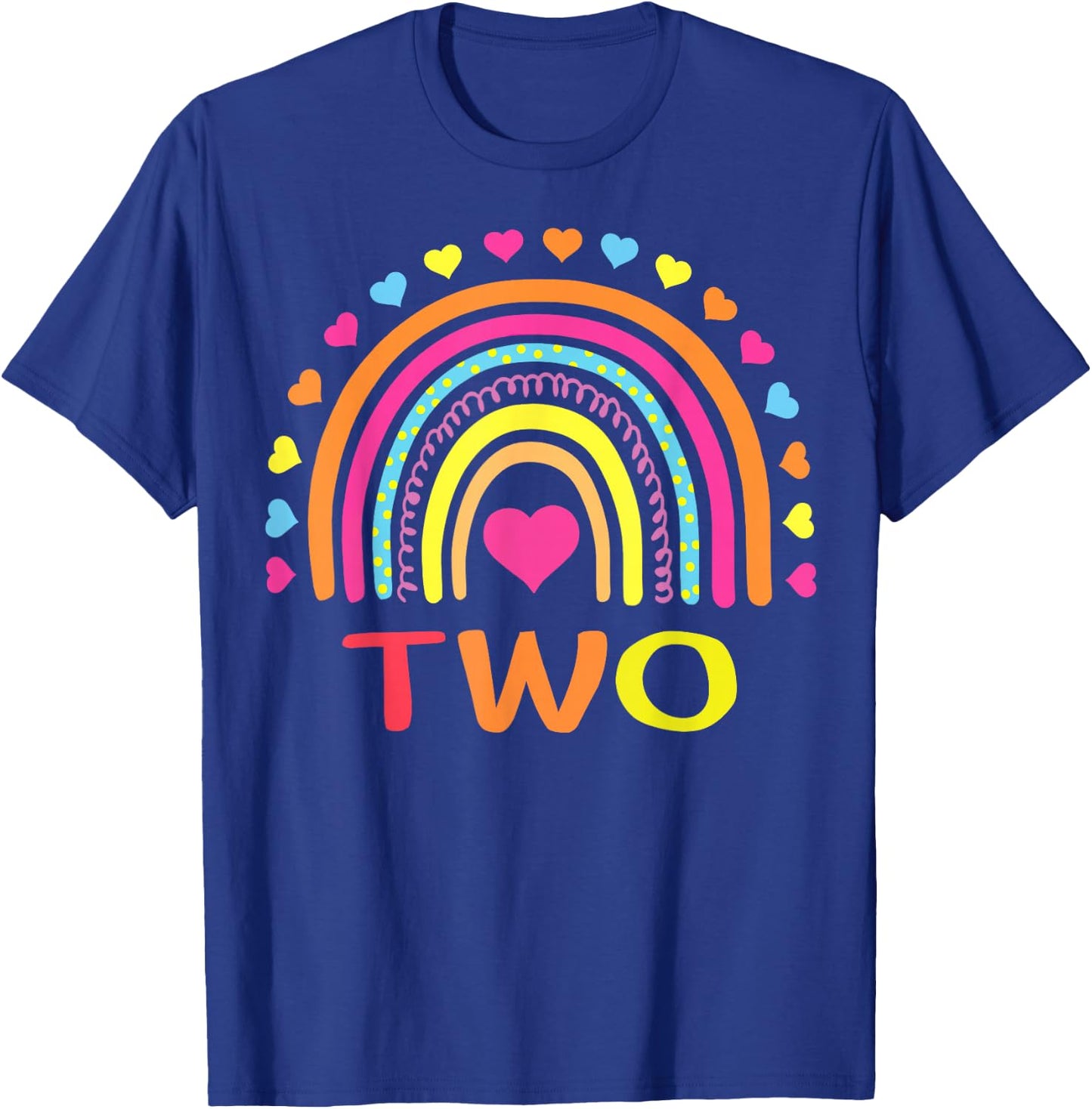 2 Years Old Rainbow 2nd Birthday Gift Girls Boys Kids T-Shirt - T-Shirt | Royal
