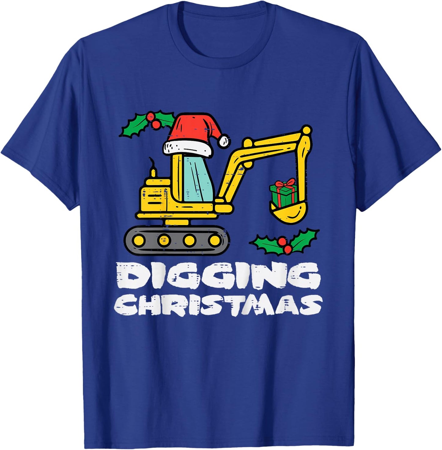 Kids Digging Christmas Excavator Xmas Truck Boys Kids Toddler T-Shirt - T-Shirt | Royal