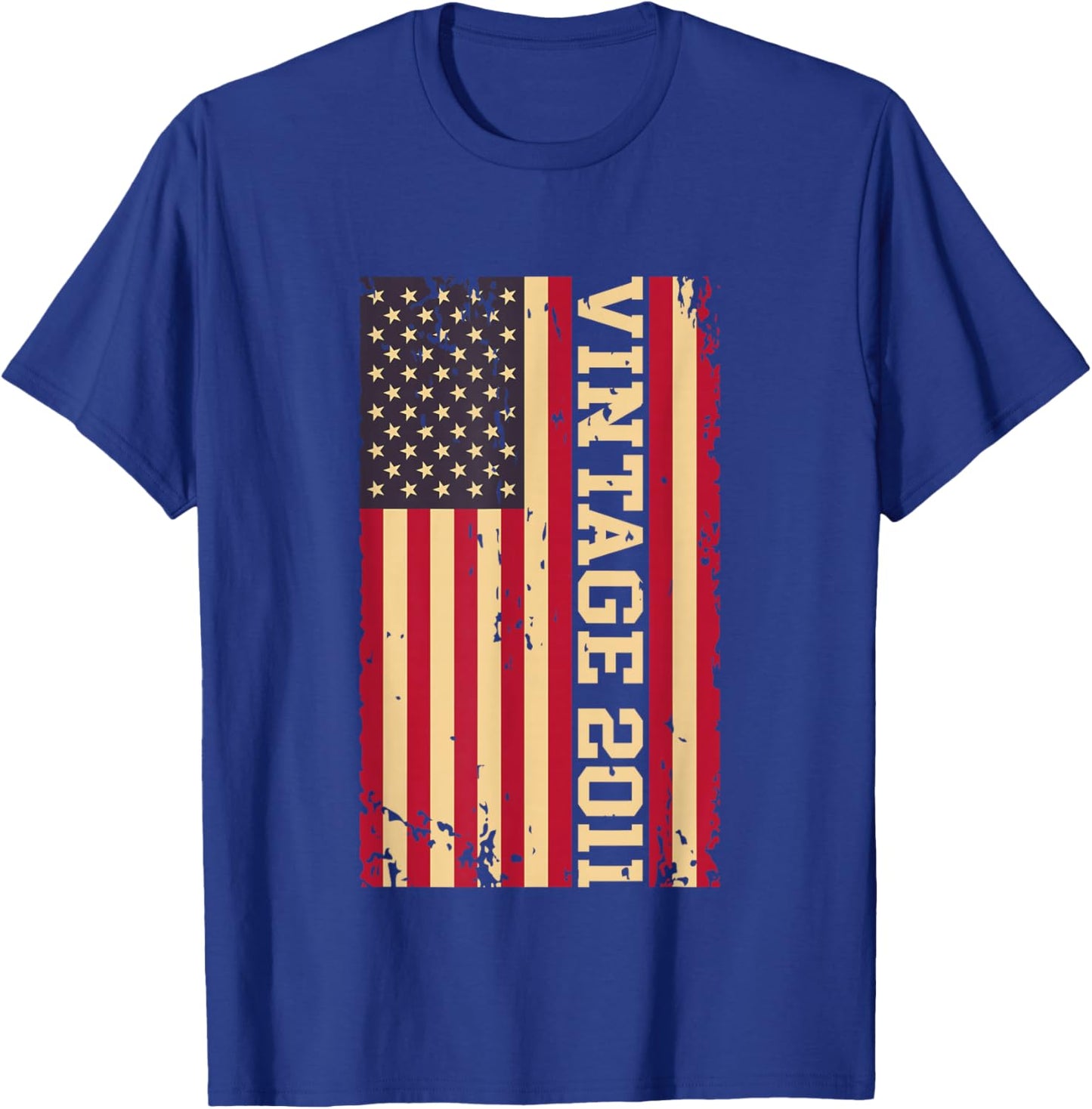 2011 Vintage 15th Birthday 15 Years Old American USA Flag T-Shirt - T-Shirt | Royal