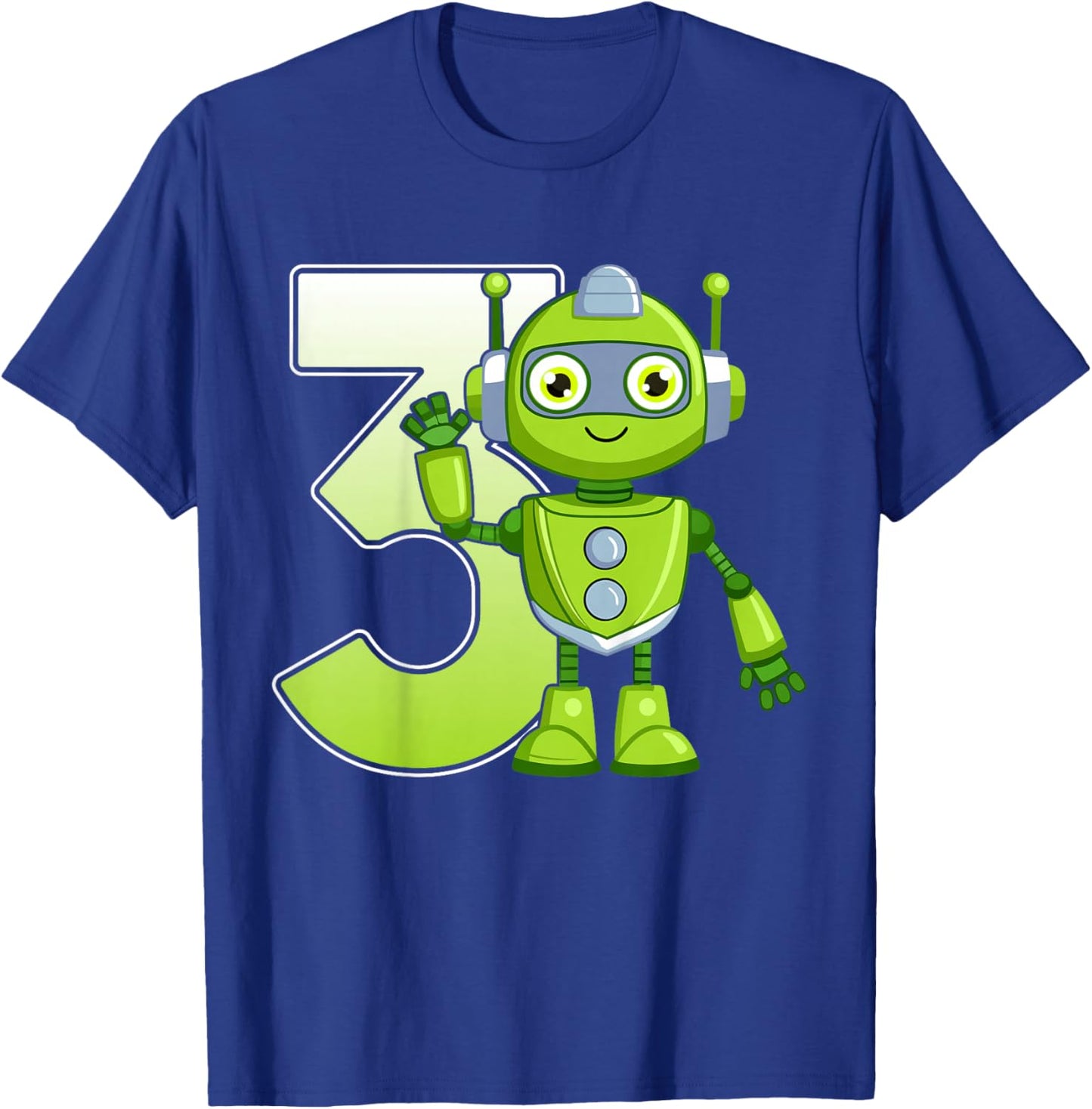 Kids 3 Years Old Robot Robotics 3rd Birthday Party T-Shirt - T-Shirt | Royal
