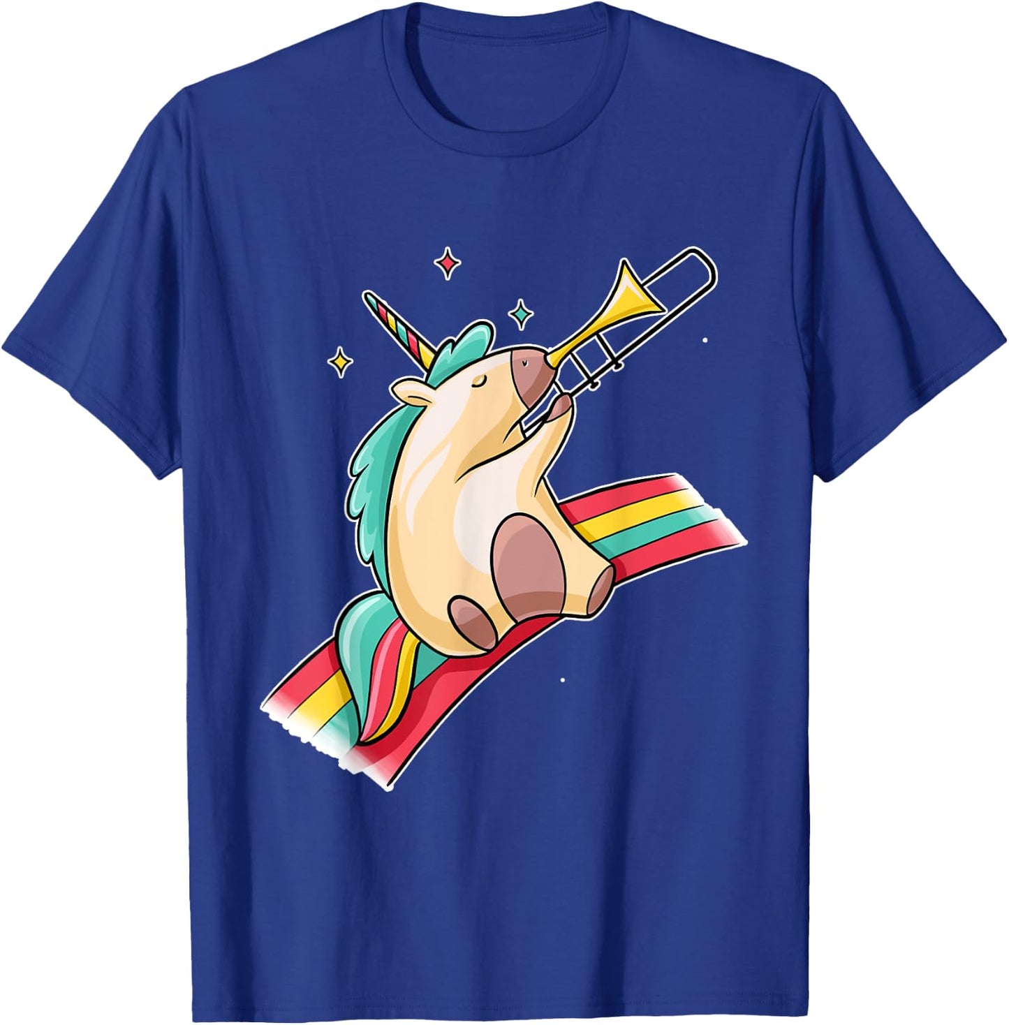 Funny Rainbow Unicorn Trombone Player Lover Gift Trombonist T-Shirt - T-Shirt | Royal