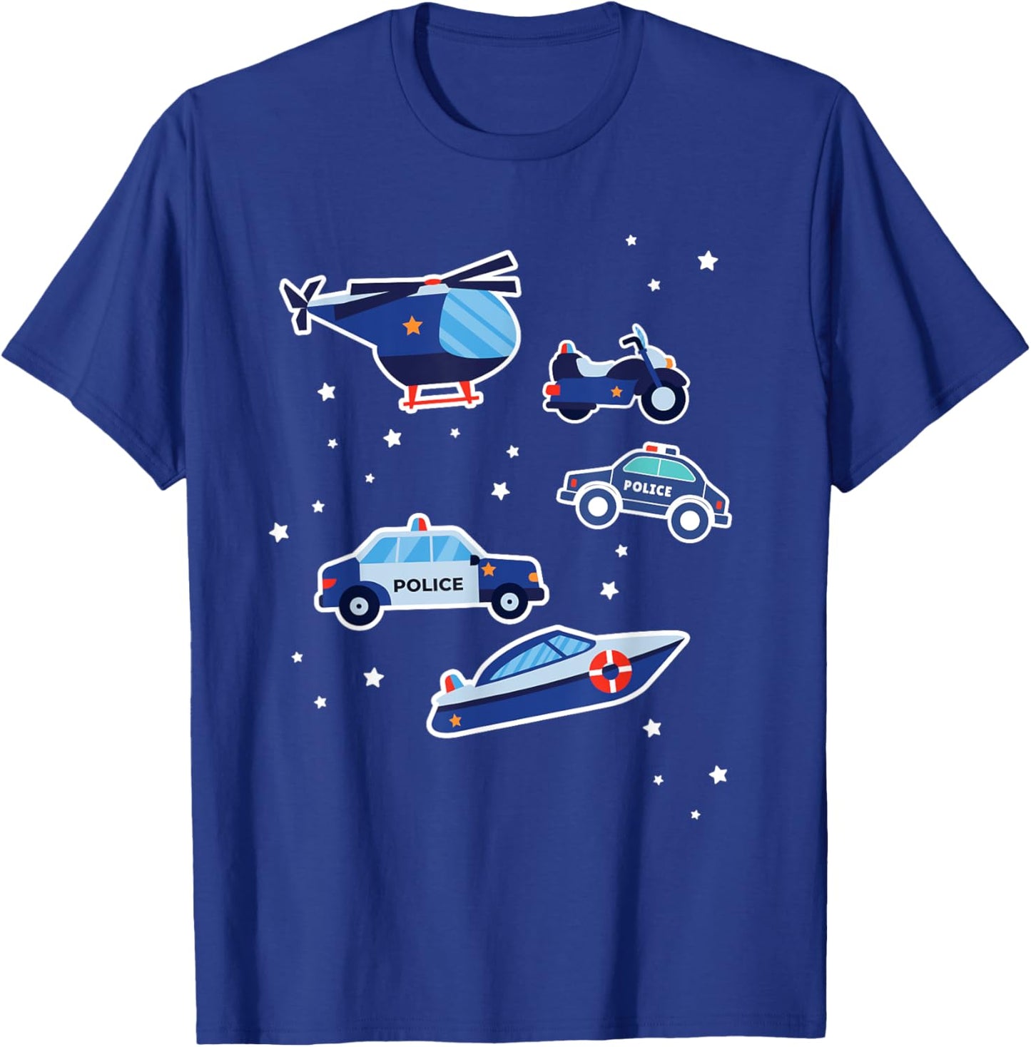 Police Cars Police Vehicles Kids Boys Toddler Cop Car Girls T-Shirt - T-Shirt | Royal