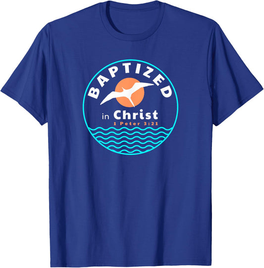 TourisTeez for Water Baptismal Christ Jesus Baptized in Christ Christian Adult, Women, Men, Kids Baptism ,Black,Small T-Shirt - T-Shirt | Royal