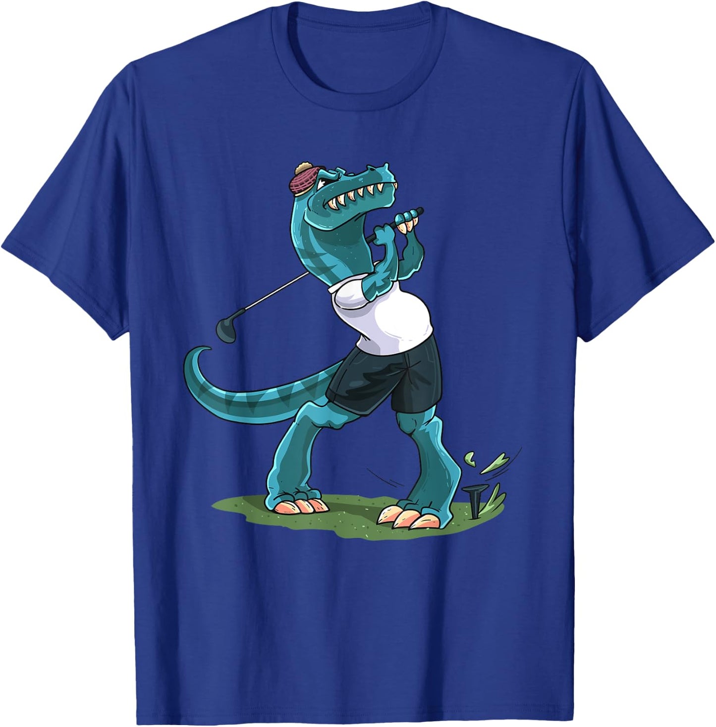 Funny Dino Playing Golf T-Rex Lover Golfer Kids Boys Girls T-Shirt - T-Shirt | Royal
