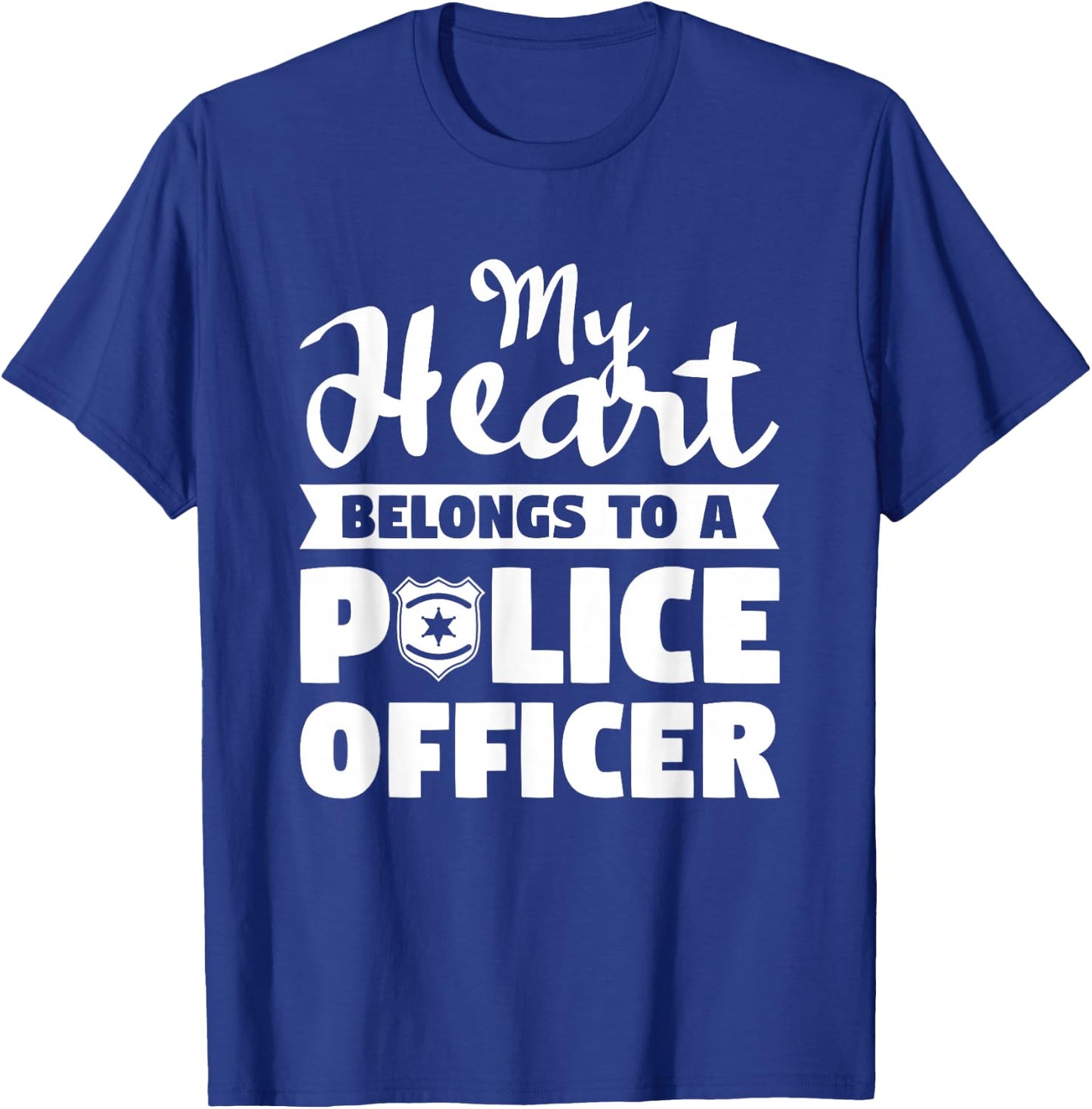 My Heart Belongs To A Police Officer Wife Husband T-Shirt - T-Shirt | Royal