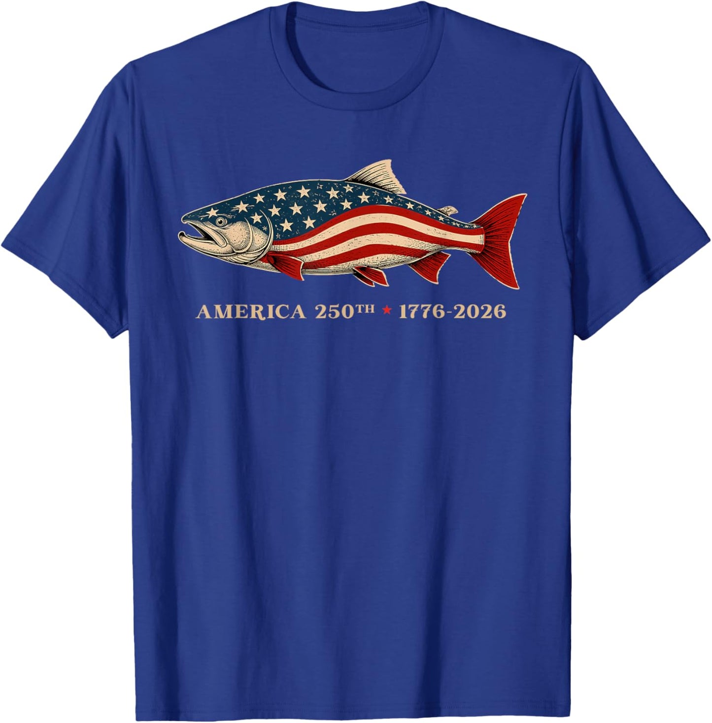 250th Anniversary USA Fishing American Flag 250 Years Fisher T-Shirt - T-Shirt | Royal