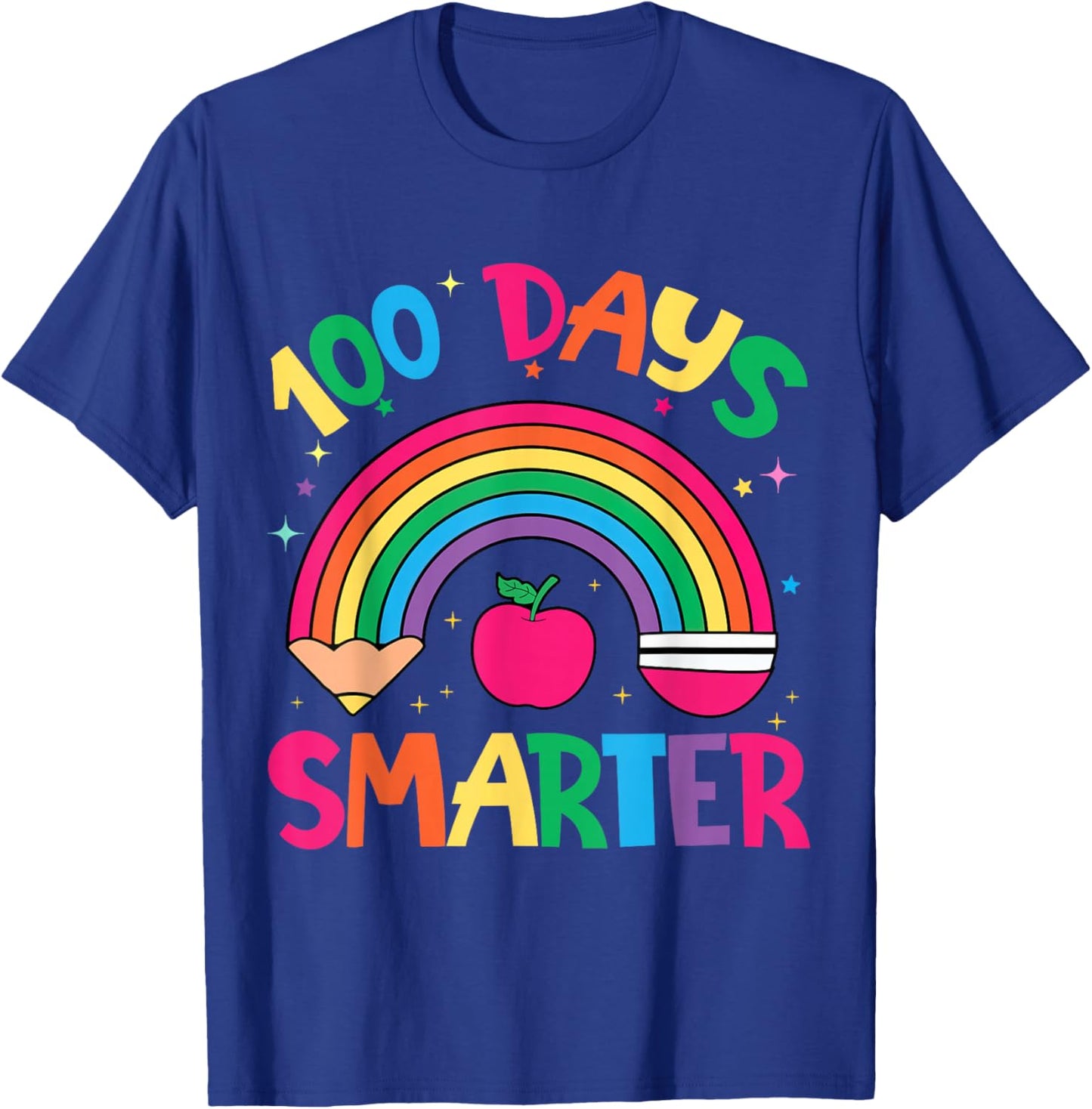 100 Days of School Rainbow 100 Days Smarter Teacher Kid Girl T-Shirt - T-Shirt | Royal