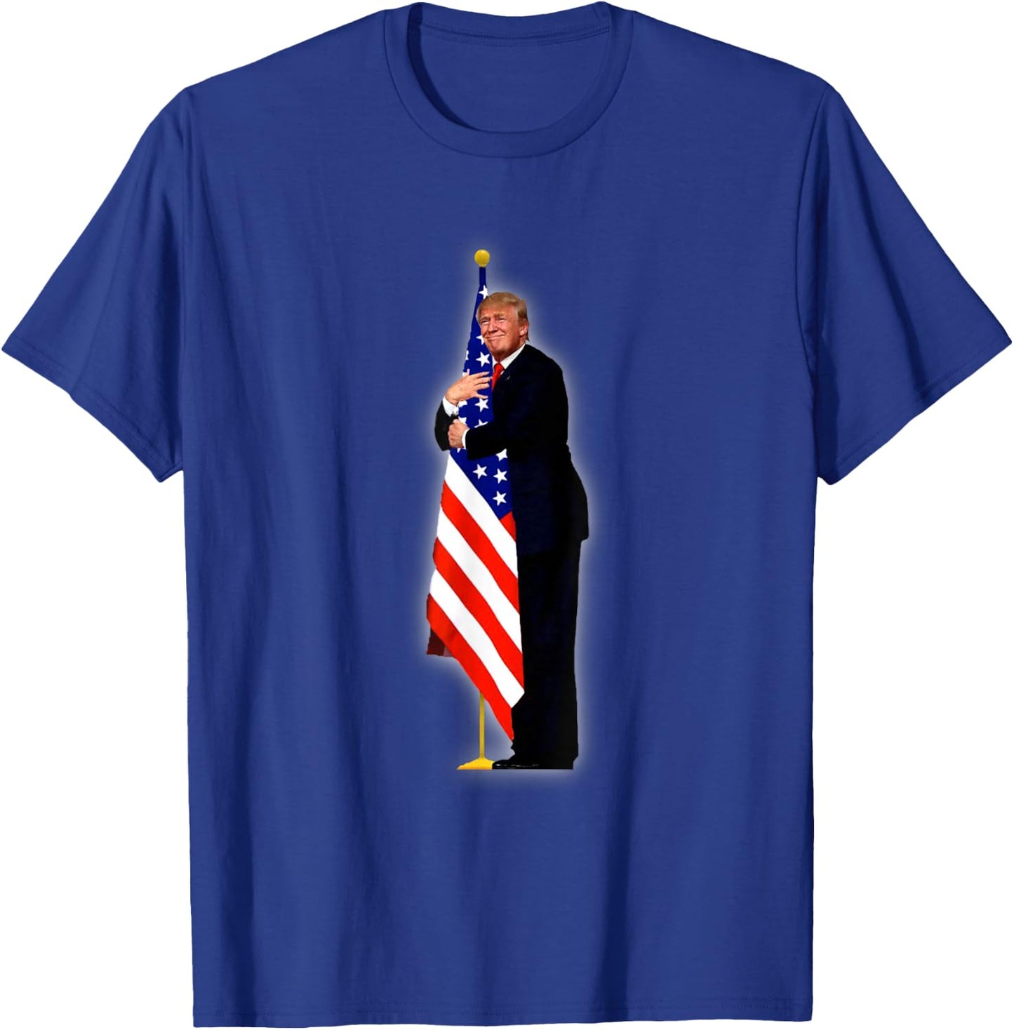Funny Cute Trump Hug America Flag T-Shirt - T-Shirt | Royal