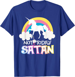 Not Today Satan Rainbow Unicorns Birthday Girl T-Shirt - T-Shirt | Royal