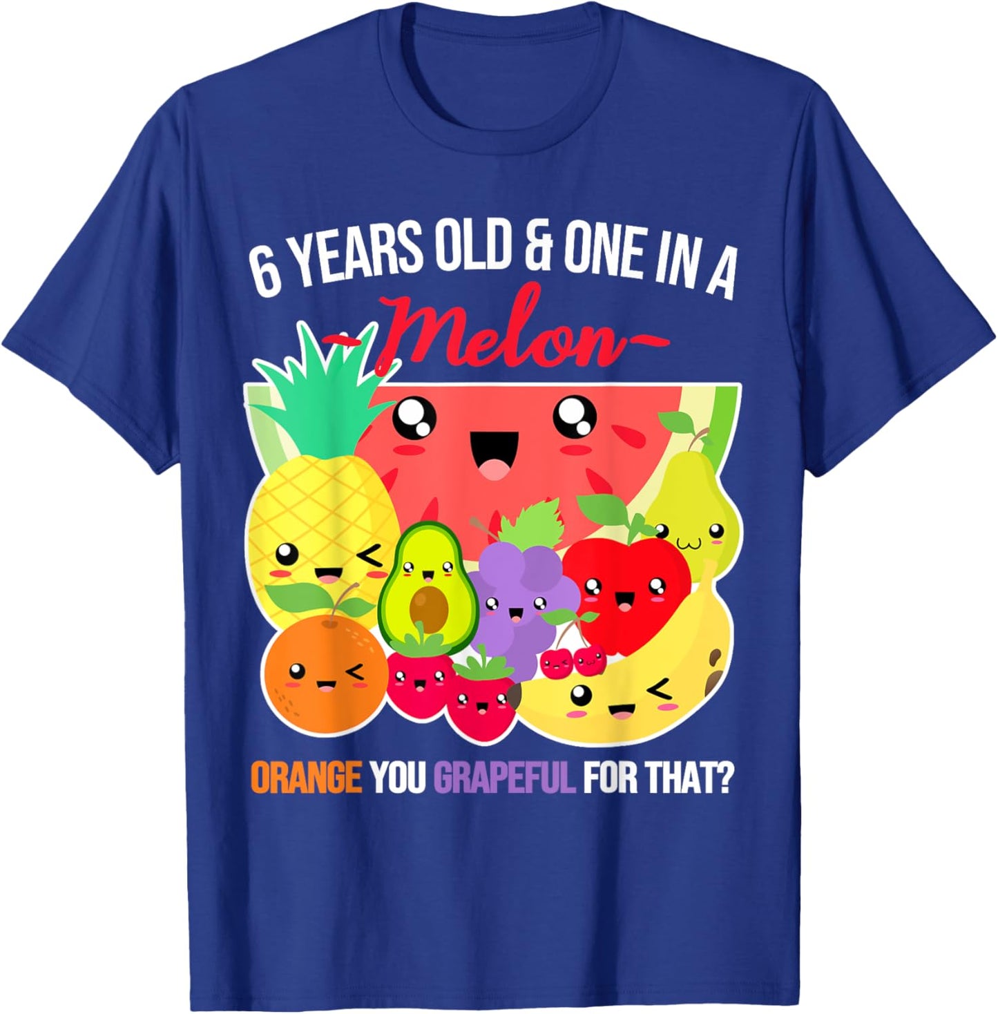 One in a Melon Funny Fruit Saying 6th Birthday - 6 Years Old T-Shirt - T-Shirt | Royal