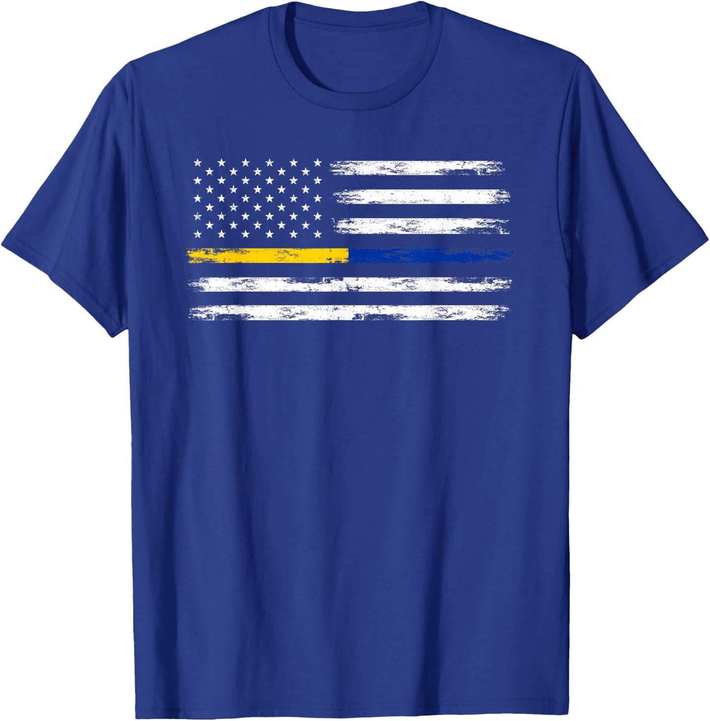 Gold Blue Line 911 Police Dispatcher First Responder T-Shirt - T-Shirt | Royal