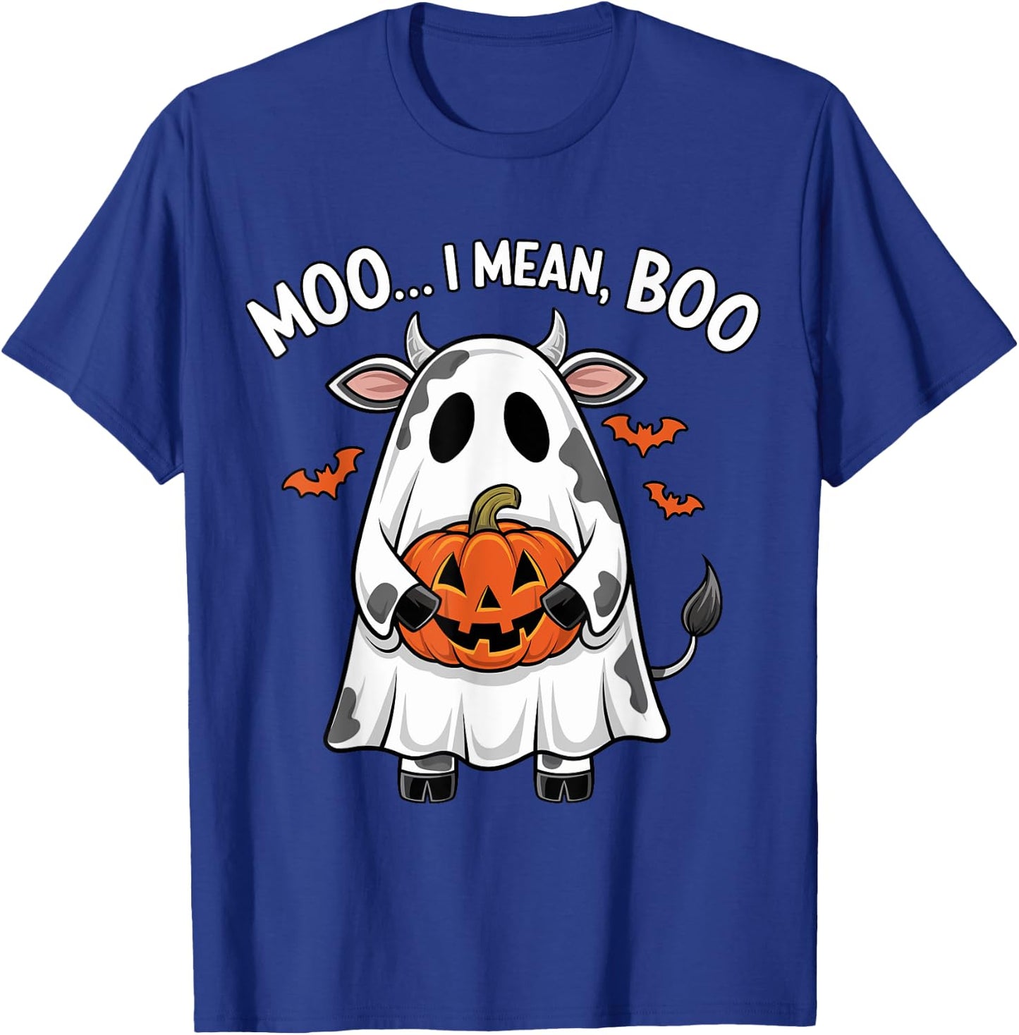 Ghost Cow Moo I Mean Boo Halloween Funny Highlands Cow Lover T-Shirt - T-Shirt | Royal