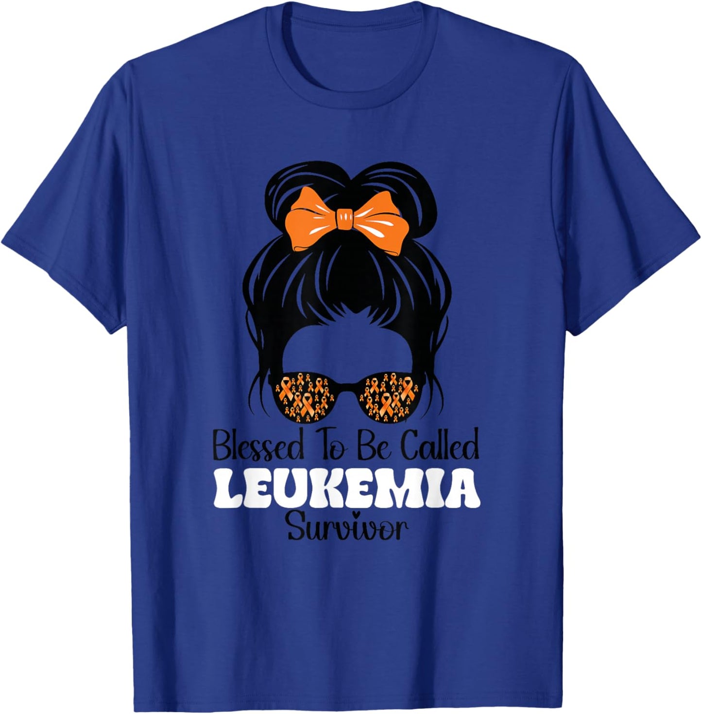 Blessed to Be Called Leukemia Survivor Orange Ribbon Bow T-Shirt - T-Shirt | Royal