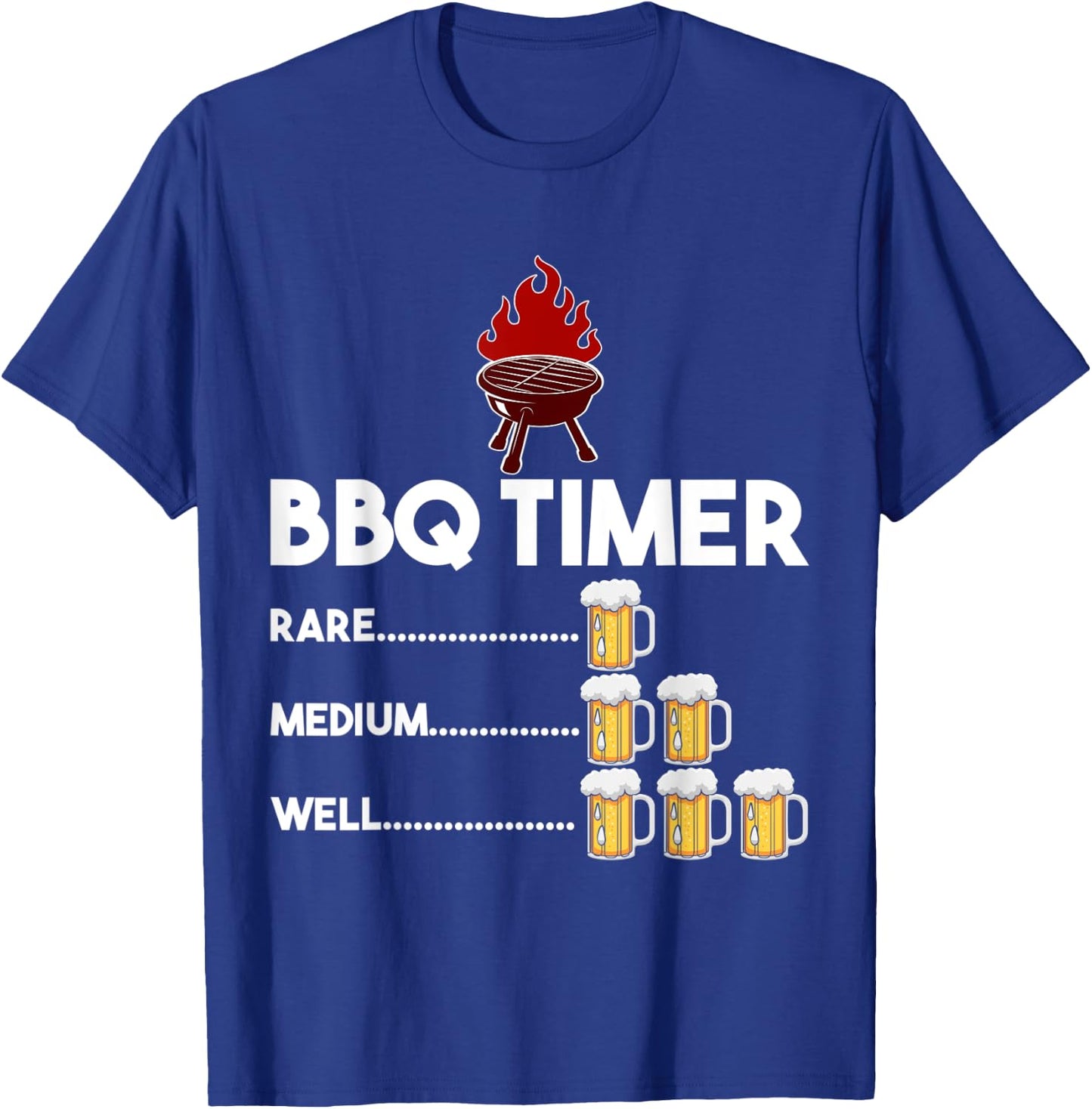 Rare Medium Well Funny BBQ Timer Beer Gift Barbecue T-Shirt - T-Shirt | Royal