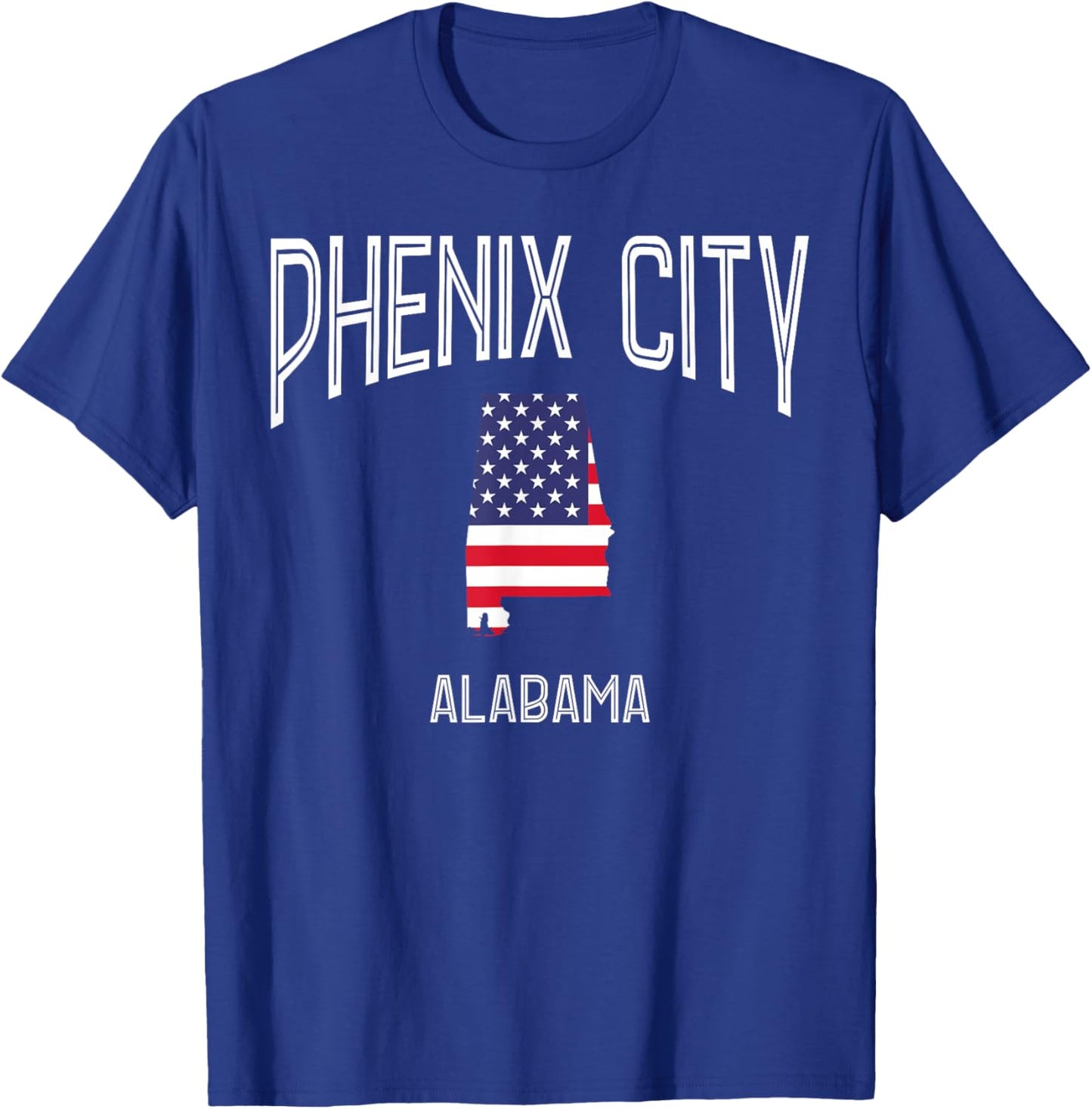 Phenix City Alabama AL Throwback Vintage USA Flag T-Shirt - T-Shirt | Royal
