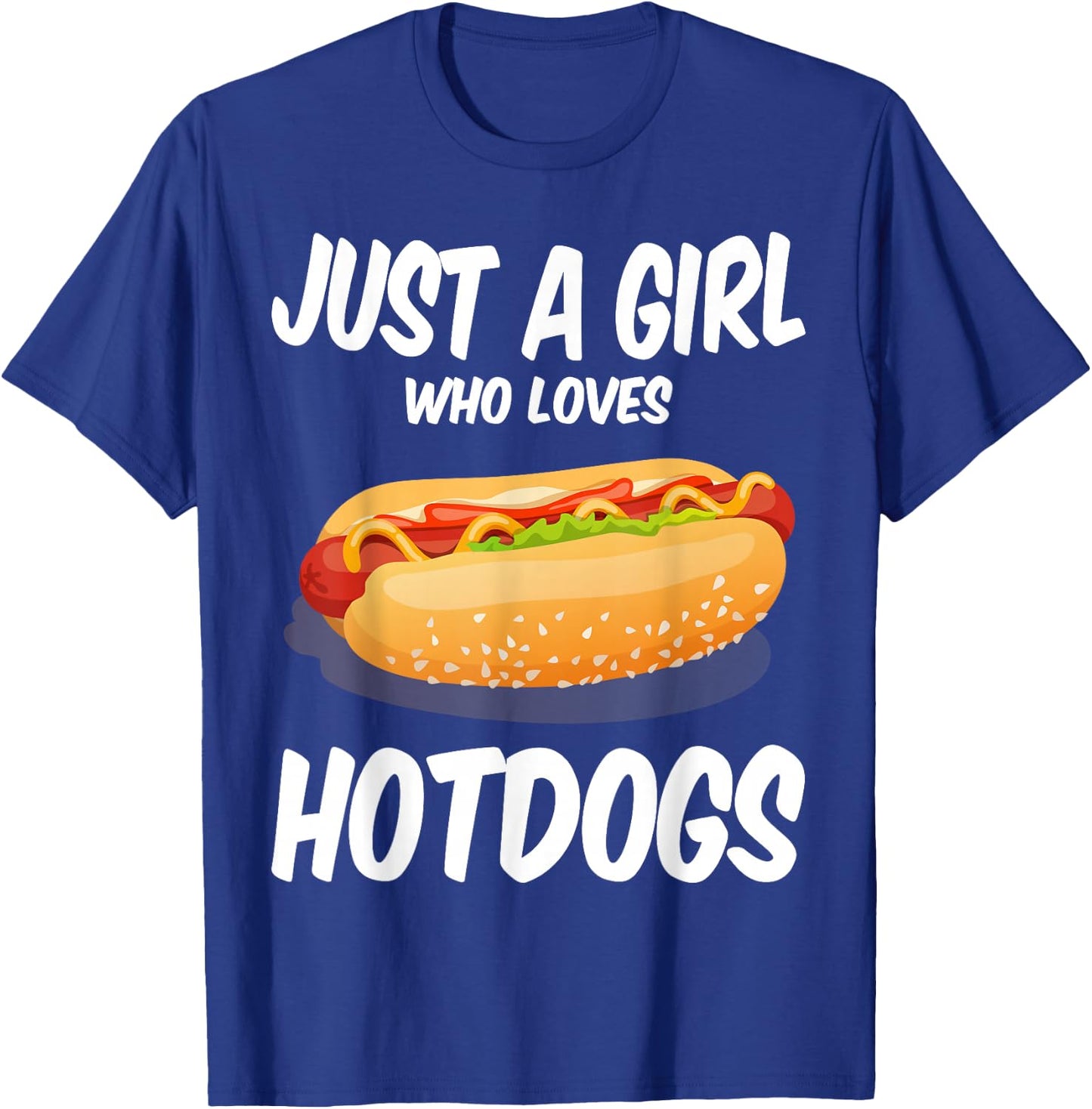Just a Girl Who Loves Hotdogs Cuts Hot Dog Birthday Girls T-Shirt - T-Shirt | Royal