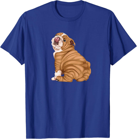 Funny Puppy Art Illustration English Bulldog Owner Women Kids T-Shirt - T-Shirt | Royal