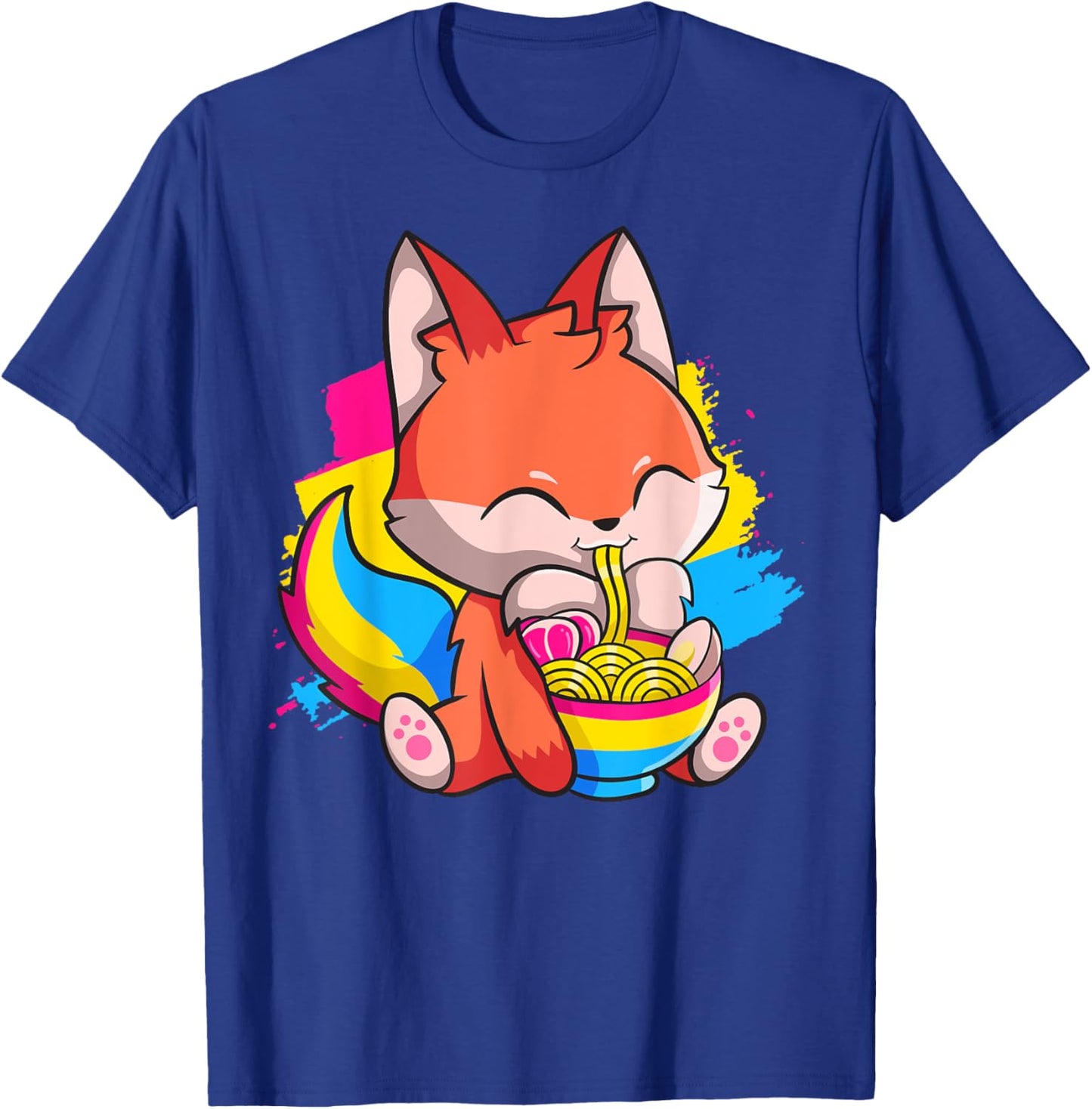 Pansexual Pride Kawaii Fox Ramen Noodles Pansexual Flag T-Shirt - T-Shirt | Royal