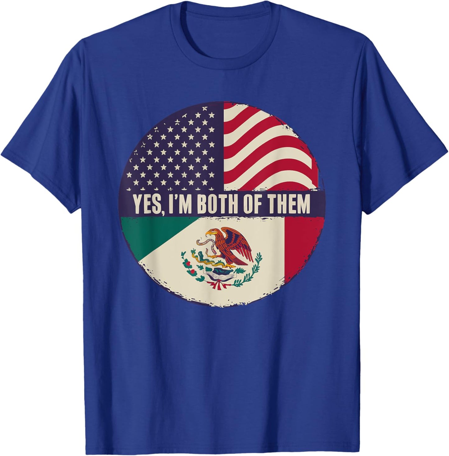 Half Mexican Half American USA Flag Mexico America T-Shirt - T-Shirt | Royal