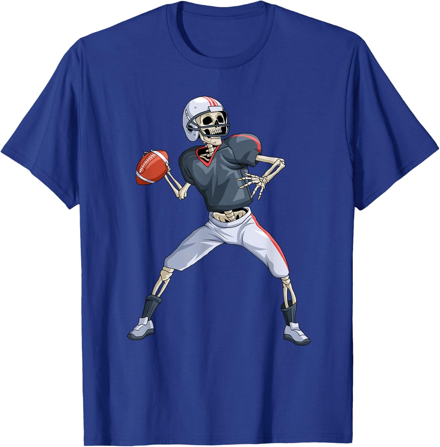 American Football Skeleton Quarterback Halloween Football T-Shirt - T-Shirt | Royal