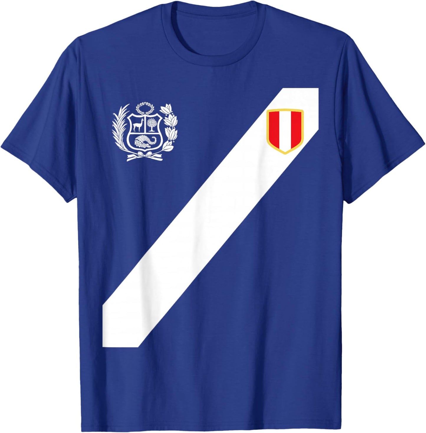 Peru Red Shirt Peruvian Flag Escudo Retro Soccer Peru T-Shirt - T-Shirt | Royal