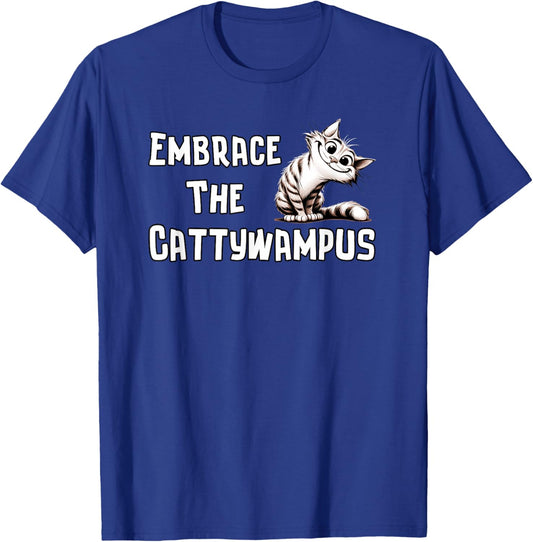 Whimsical Embrace The Cattywampus Quirky Cat Funny T-Shirt - T-Shirt | Royal