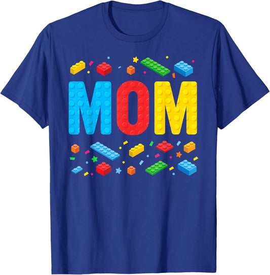 Mom Master Builder Building Bricks Blocks Family Mothers Day T-Shirt - T-Shirt | Royal