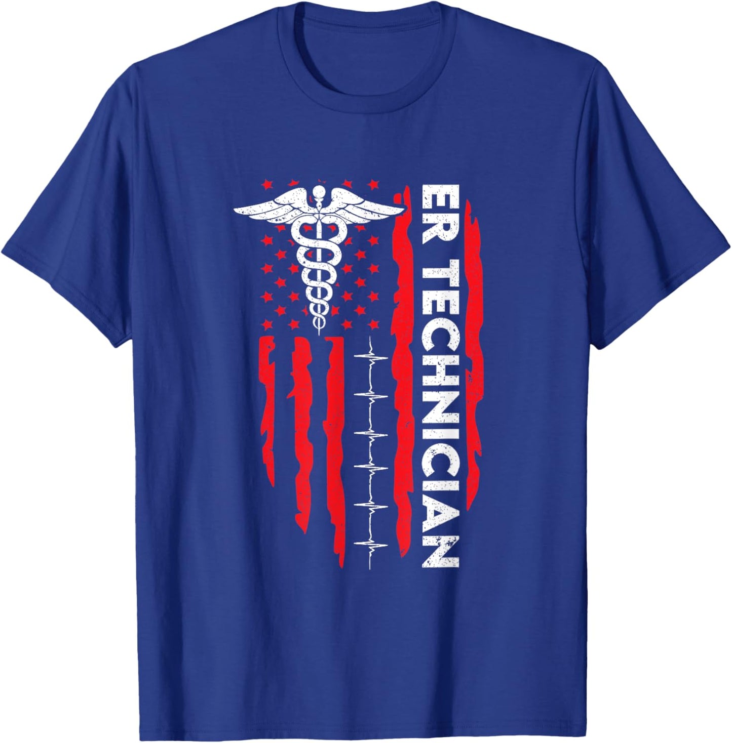 ER Technician American Flag Emergency Room Tech Patriotic Women Men T-Shirt - T-Shirt | Royal