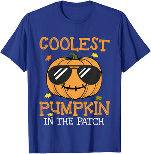 Kids Coolest Pumpkin In The Patch Halloween Costume Toddler Boys T-Shirt - T-Shirt | Royal
