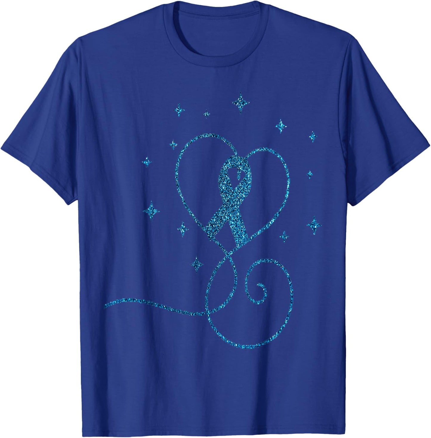 Colorectal Heart Blue Ribbon Colon Cancer Awareness Gift T-Shirt - T-Shirt | Royal