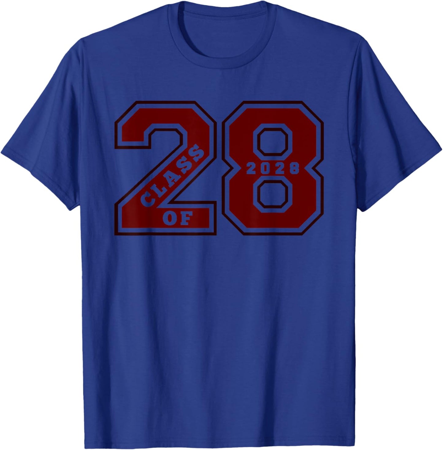 Class of 2028 - Maroon Letterman Style Class of 28 Swag 1 T-Shirt - T-Shirt | Royal