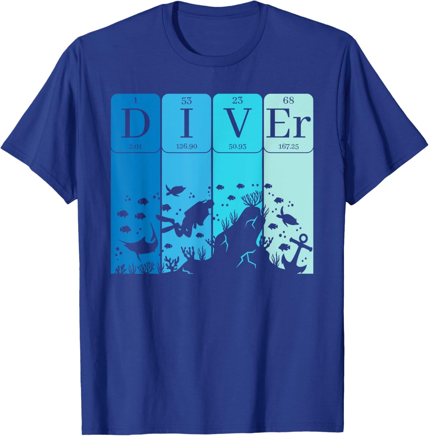 Diver Periodic Table Scuba Diving Enthusiast T-Shirt - T-Shirt | Royal