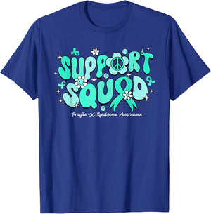 Groovy Support Squad Fragile X Syndrome Awareness Gifts T-Shirt - T-Shirt | Royal