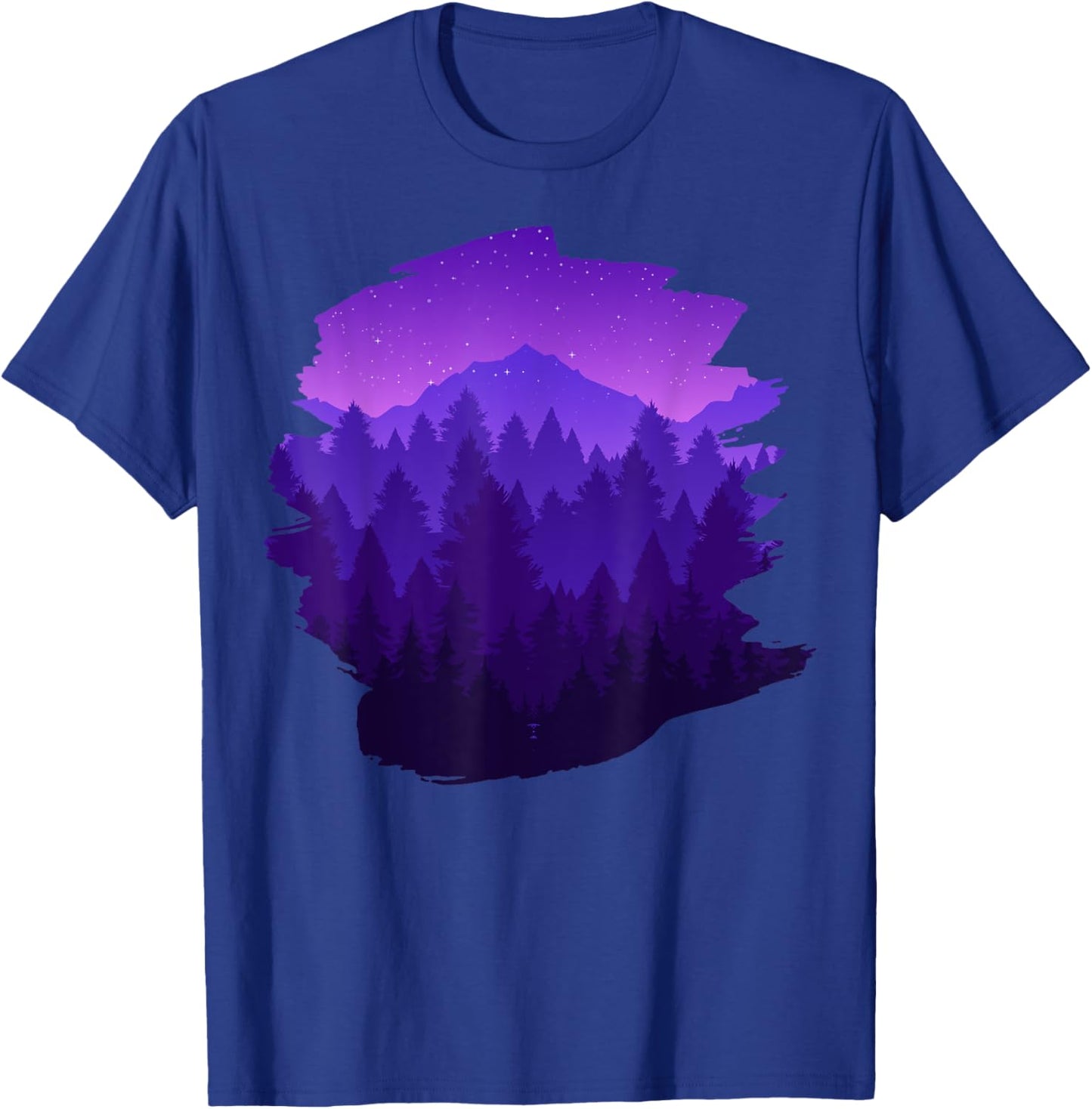 Mountain, Nature Trees and Forest by Night T-Shirt - T-Shirt | Royal