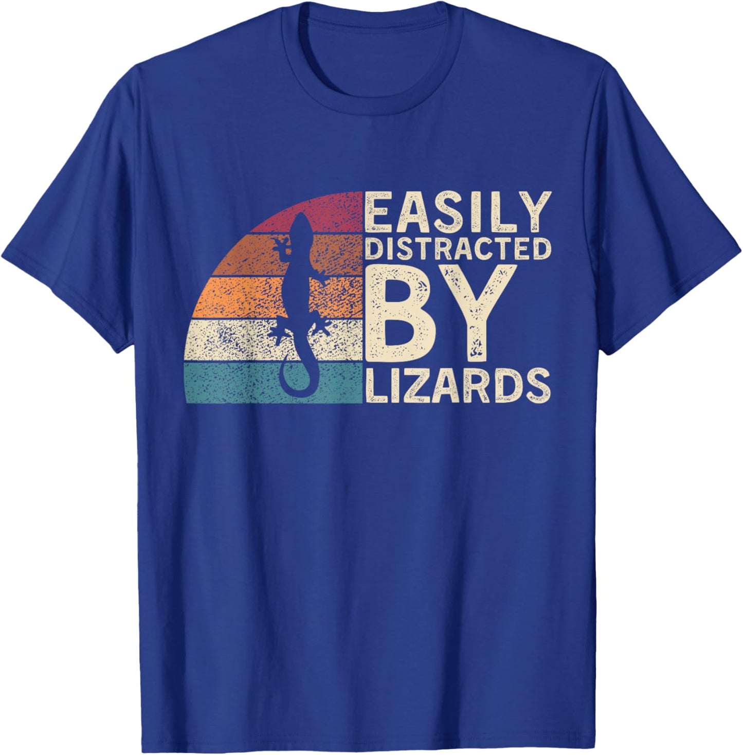 Retro Vintage Easily Distracted By Lizards Reptile Funny T-Shirt - T-Shirt | Royal