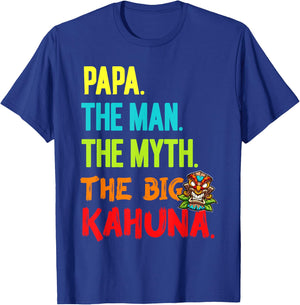 Funny Men's Papa The Man The Myth Big Kahuna Tiki Fishing T-Shirt - T-Shirt | Royal