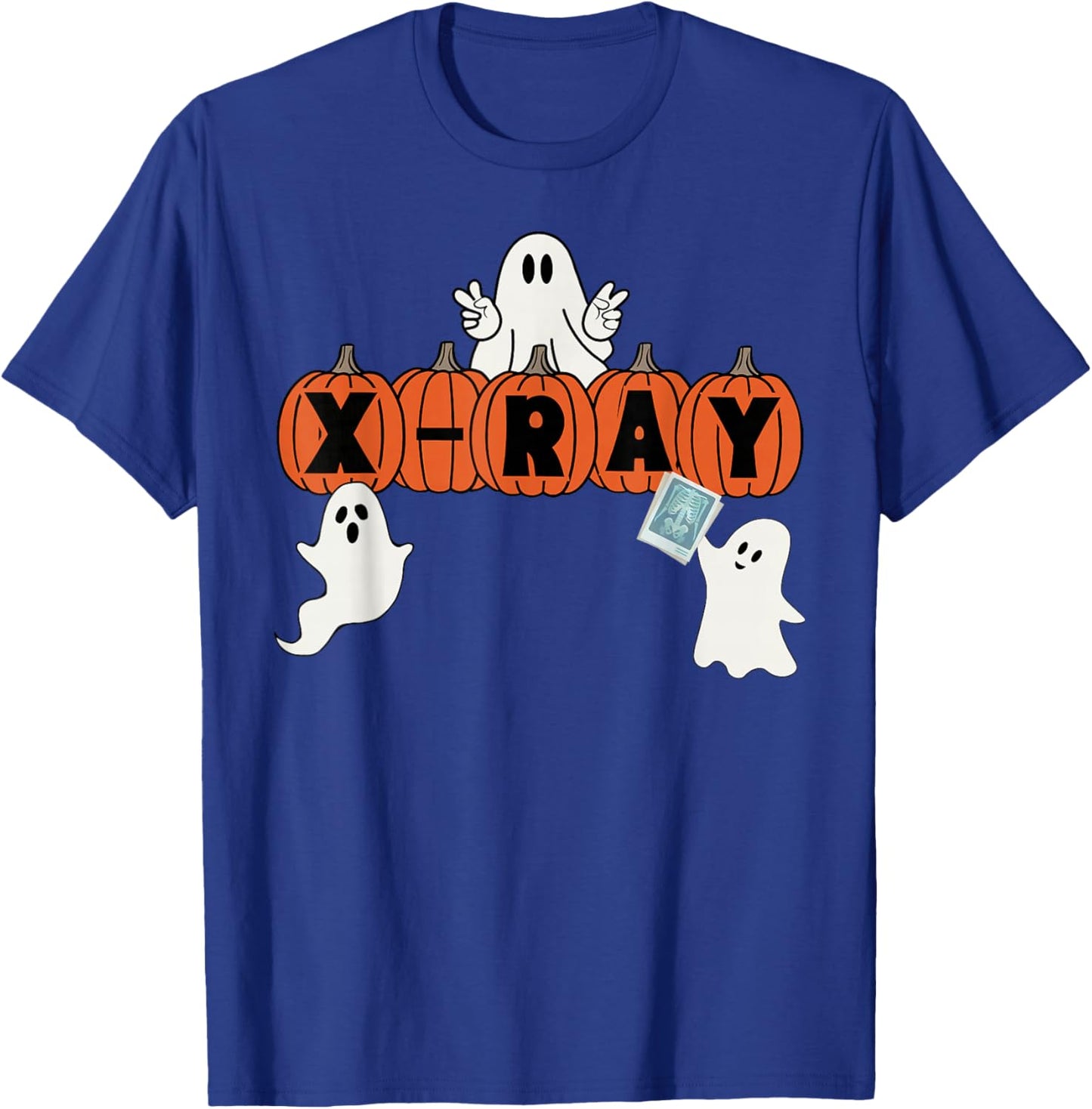 Funny X-Ray Tech Halloween Pumpkins Ghost Radiology Tech T-Shirt - T-Shirt | Royal