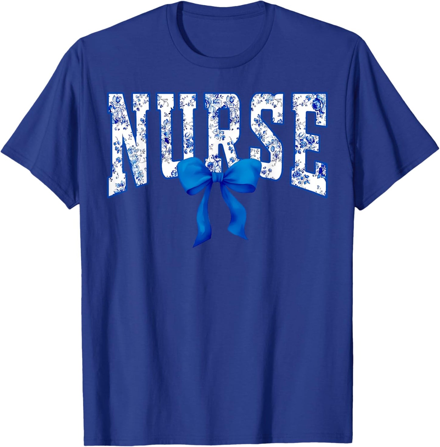 Toile De Jouy Nurse Coquette Bow Nurse Floral T-Shirt - T-Shirt | Royal