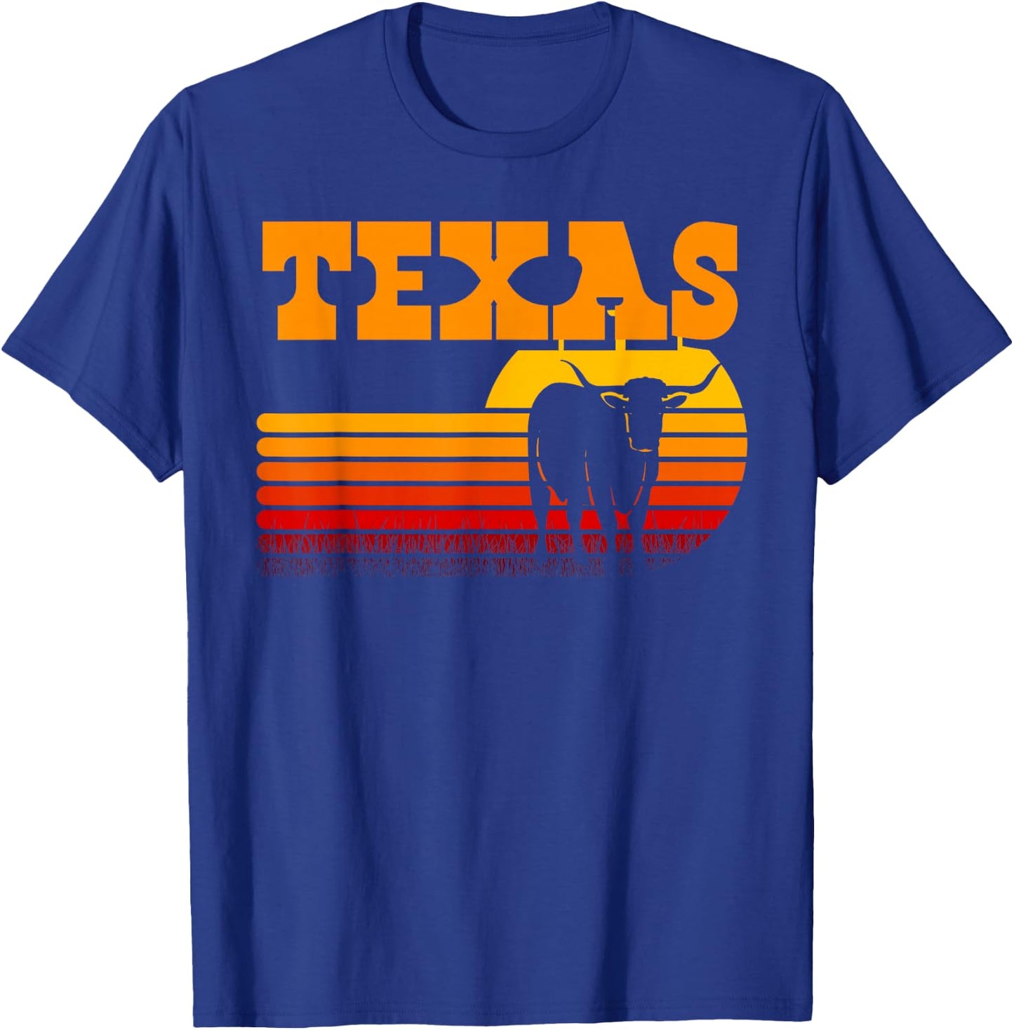 Texas Longhorn Shirts Vintage Retro Sunset Texas T-Shirt - T-Shirt | Royal