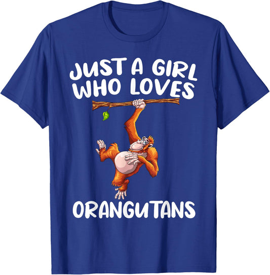 Funny Orangutan Art For Girls Women Monkey Orang Ape Lover T-Shirt - T-Shirt | Royal