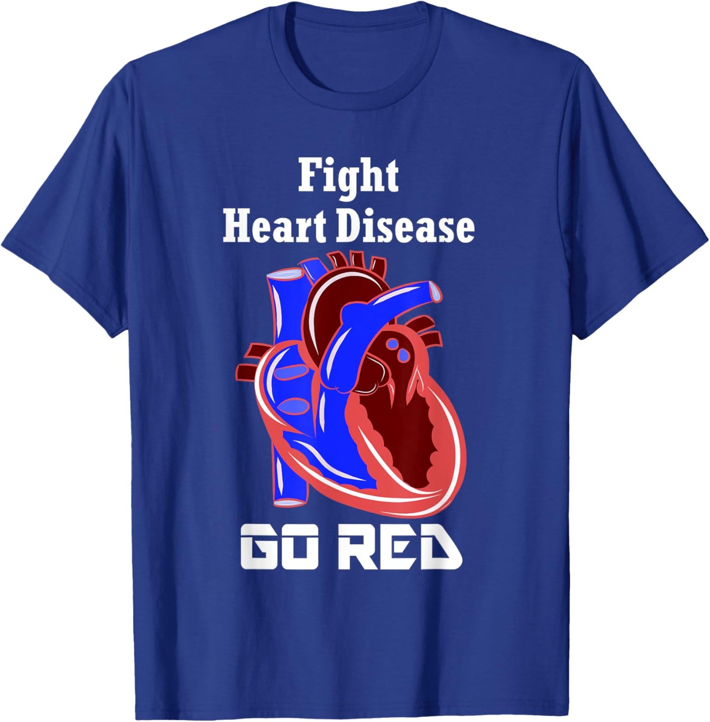 Go Red Heart Disease Shirt, American Heart Month T-Shirt - T-Shirt | Royal