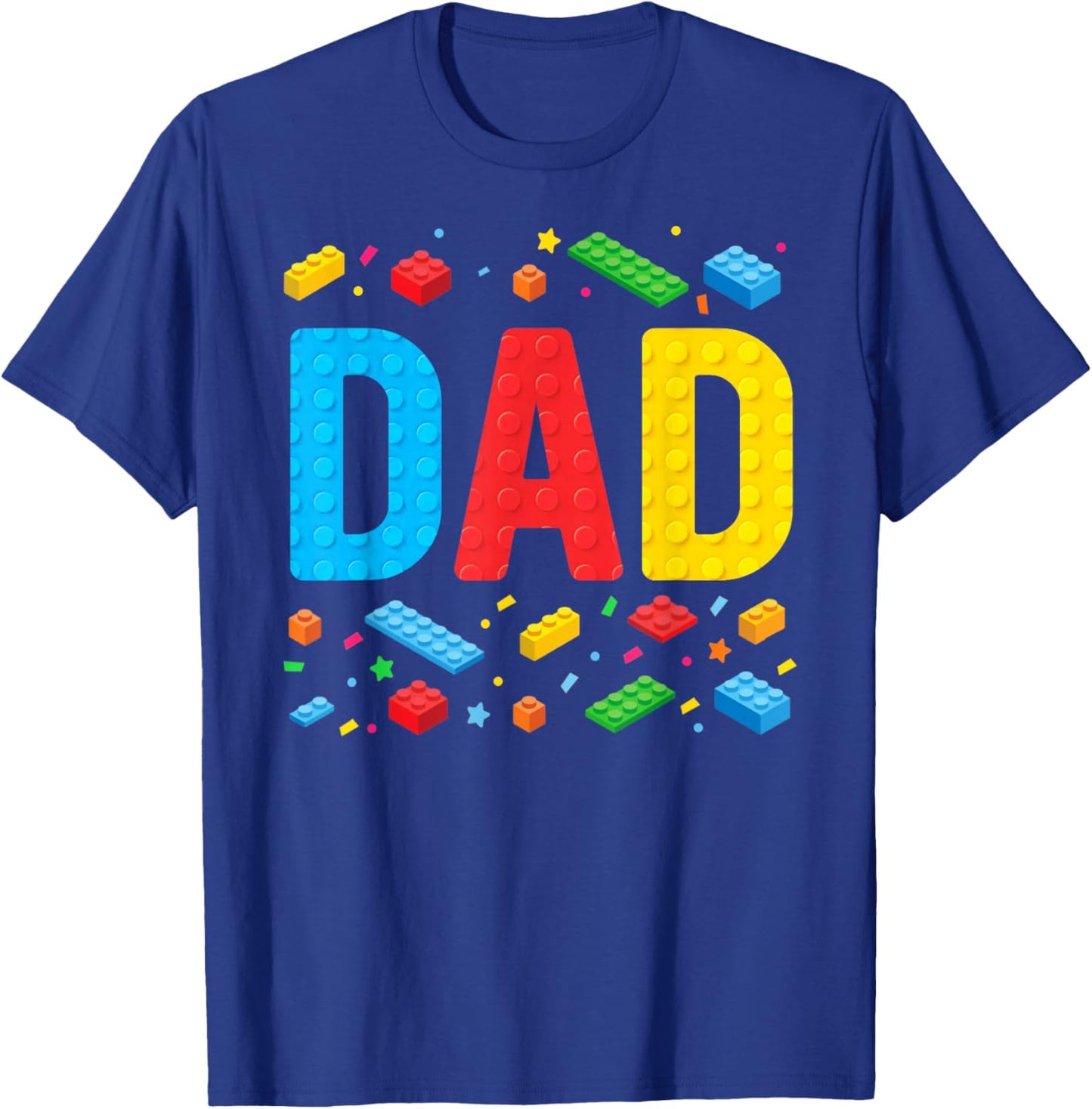 Dad Master Builder Building Bricks Blocks Family Fathers Day T-Shirt - T-Shirt | Royal