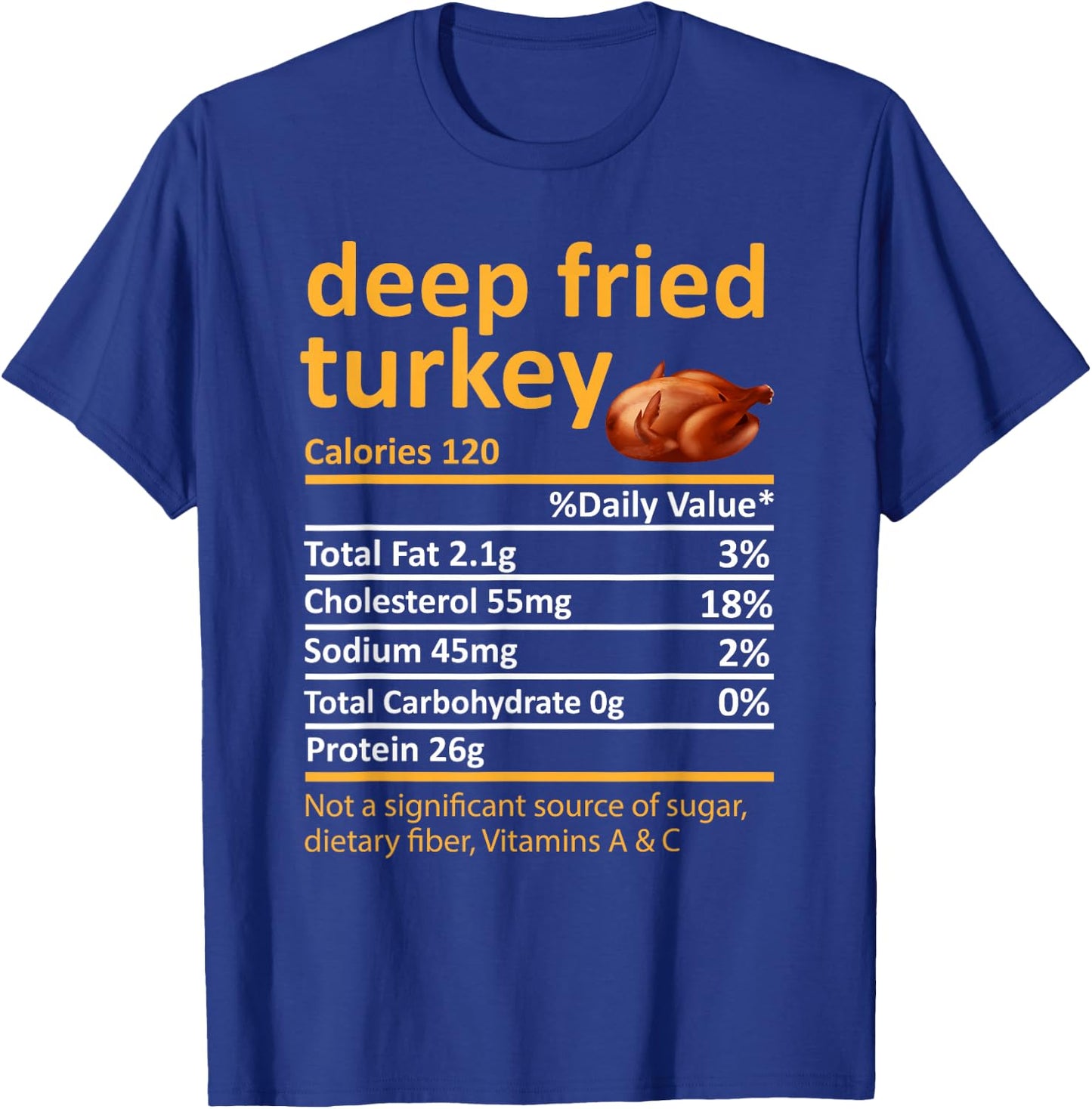 Deep Fried Turkey Nutrition Food Facts Thanksgiving Costume T-Shirt - T-Shirt | Royal
